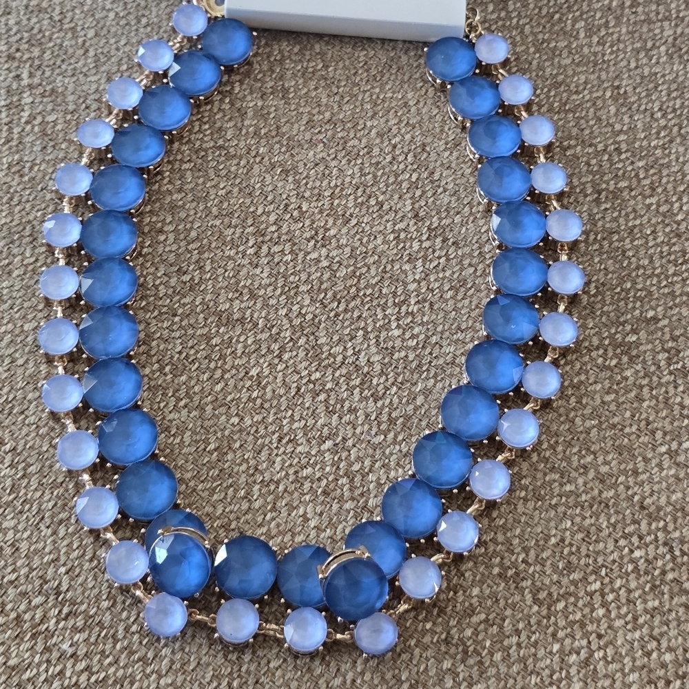 On 34th Gold-Tone Color Crystal & Stone Collar Necklace, 16" + 2" extender New - Picture 4 of 7